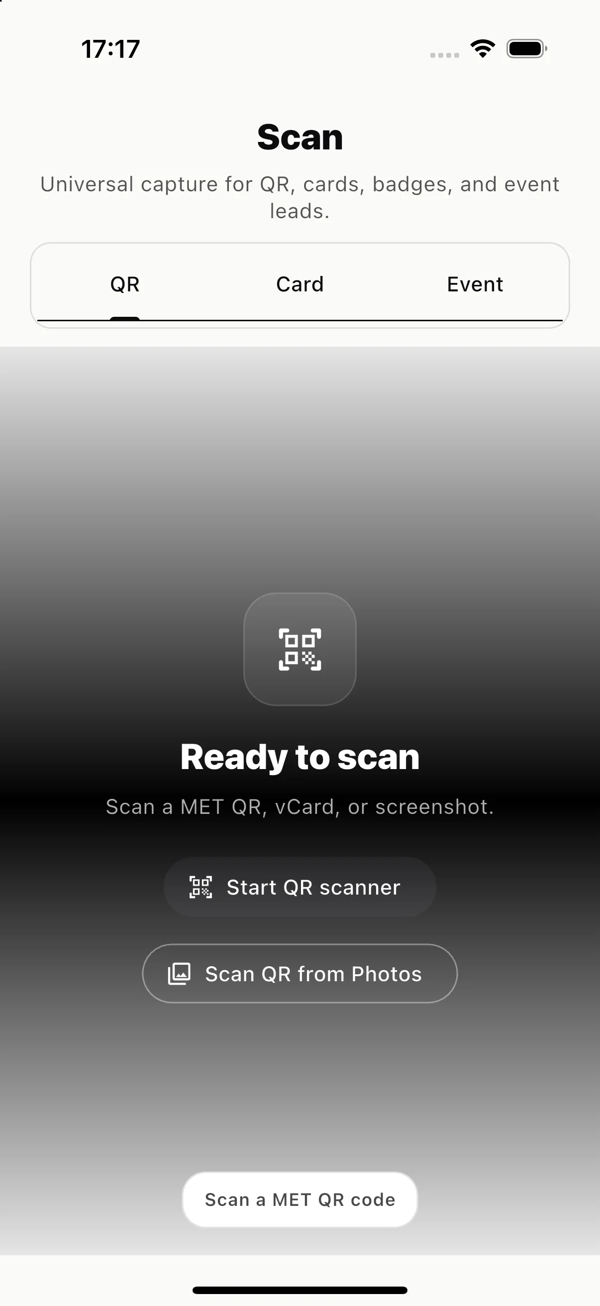 MET captured contact screen